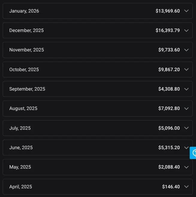 Mia Earnings Screenshot